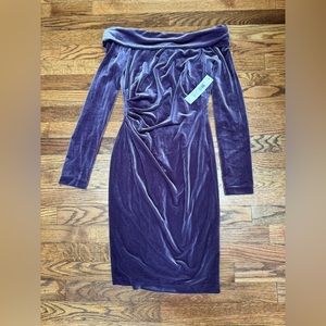 Eliza J lavender velvet off the shoulder dress size 2 new with tags